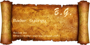 Bader György névjegykártya